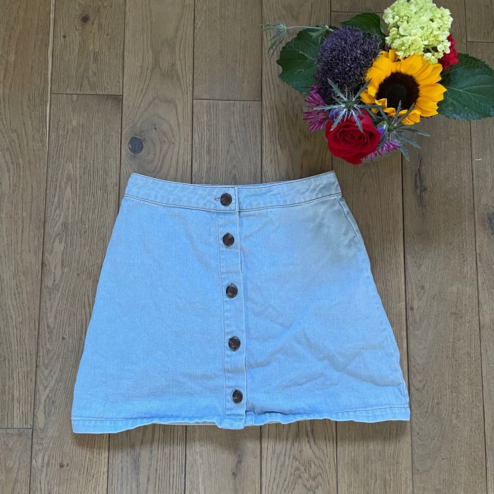 Button down denim skirt